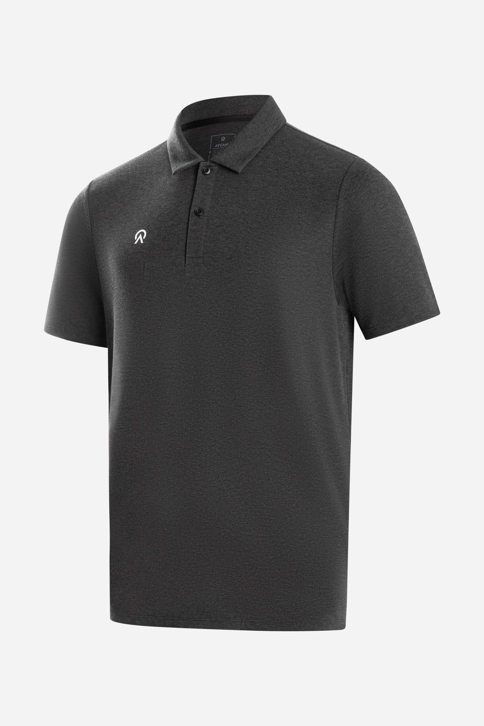 Men's black Netter Polo Shirt with logo, perfect for hockey lifestyle and casual wear.