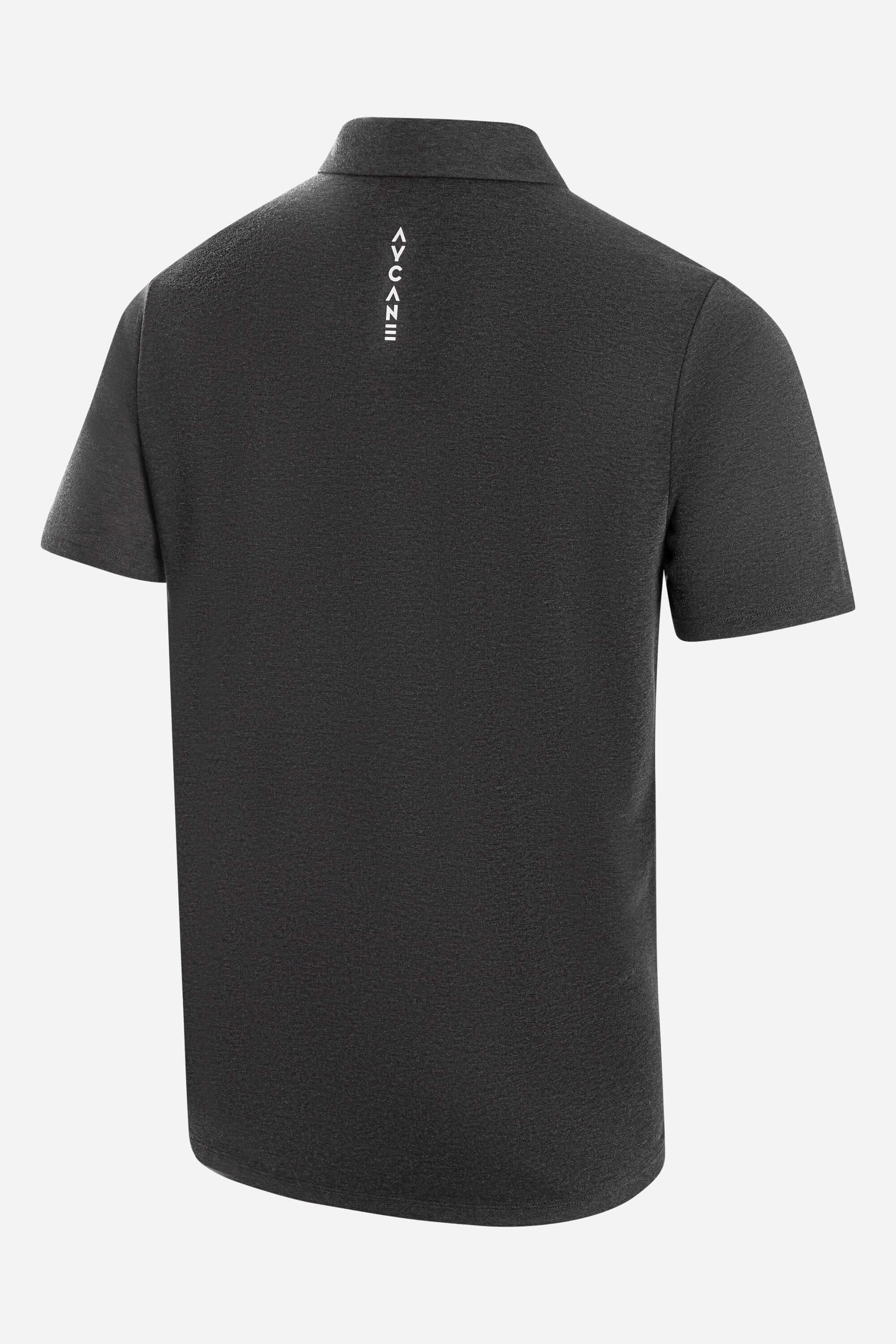 Back view of the Netter Polo Shirt in black, designed for a stylish and athletic hockey lifestyle.