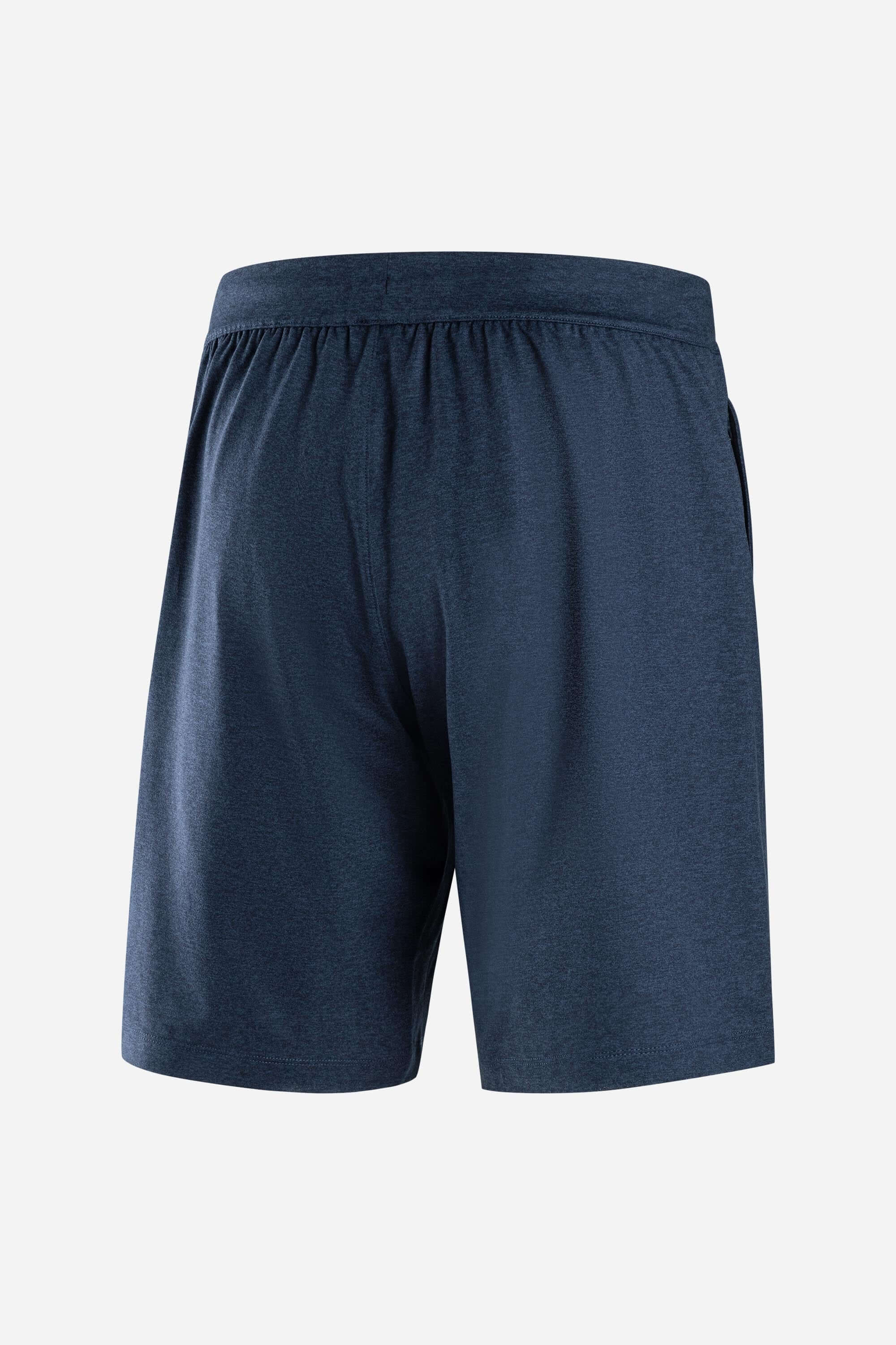 Back view of Re.Force Shorts in navy blue, showcasing the elastic waistband and sleek design.