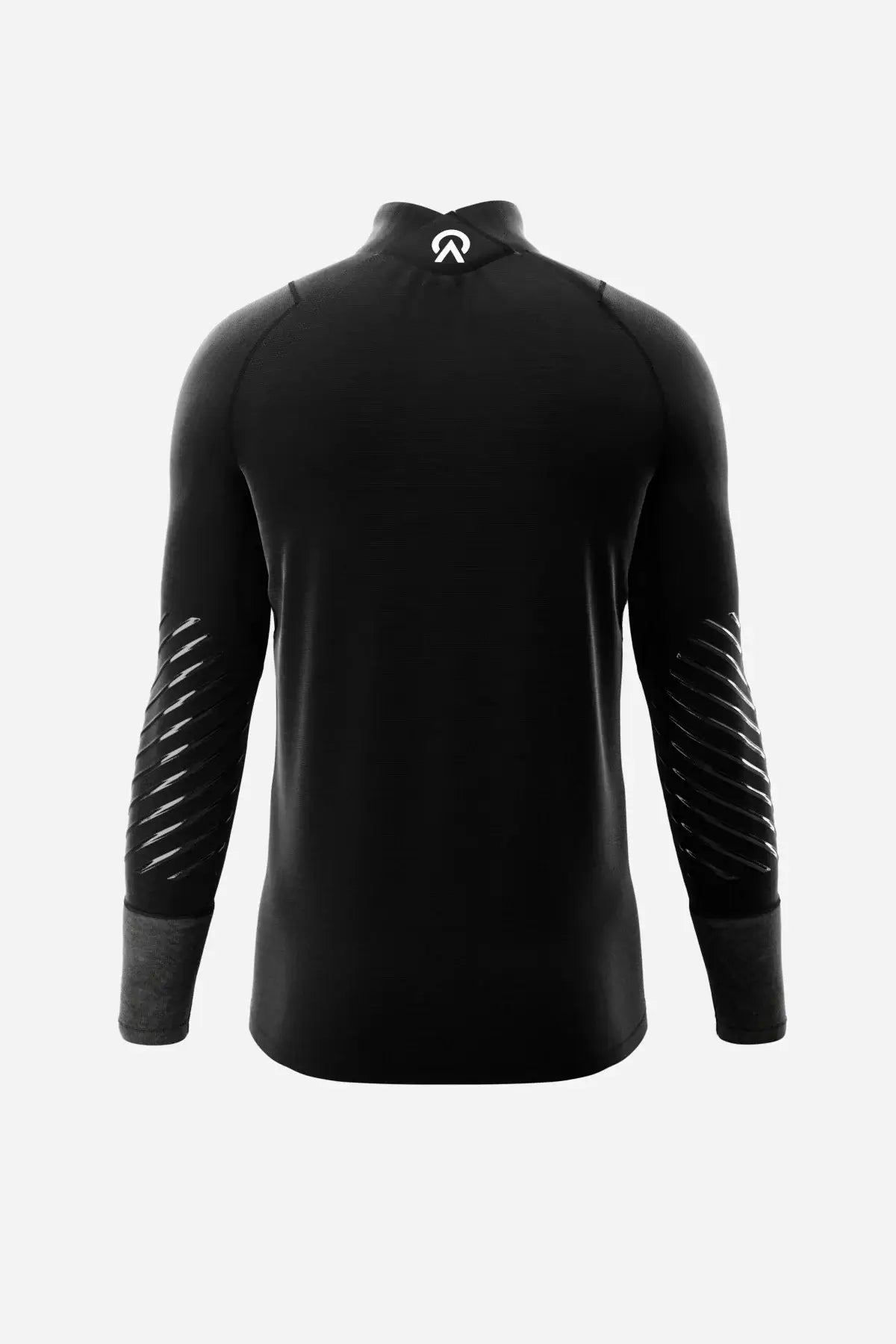 Rear view of the Blade EVO 2 Base Layer Long Sleeve shirt with stylish black design and unique sleeve detailing.