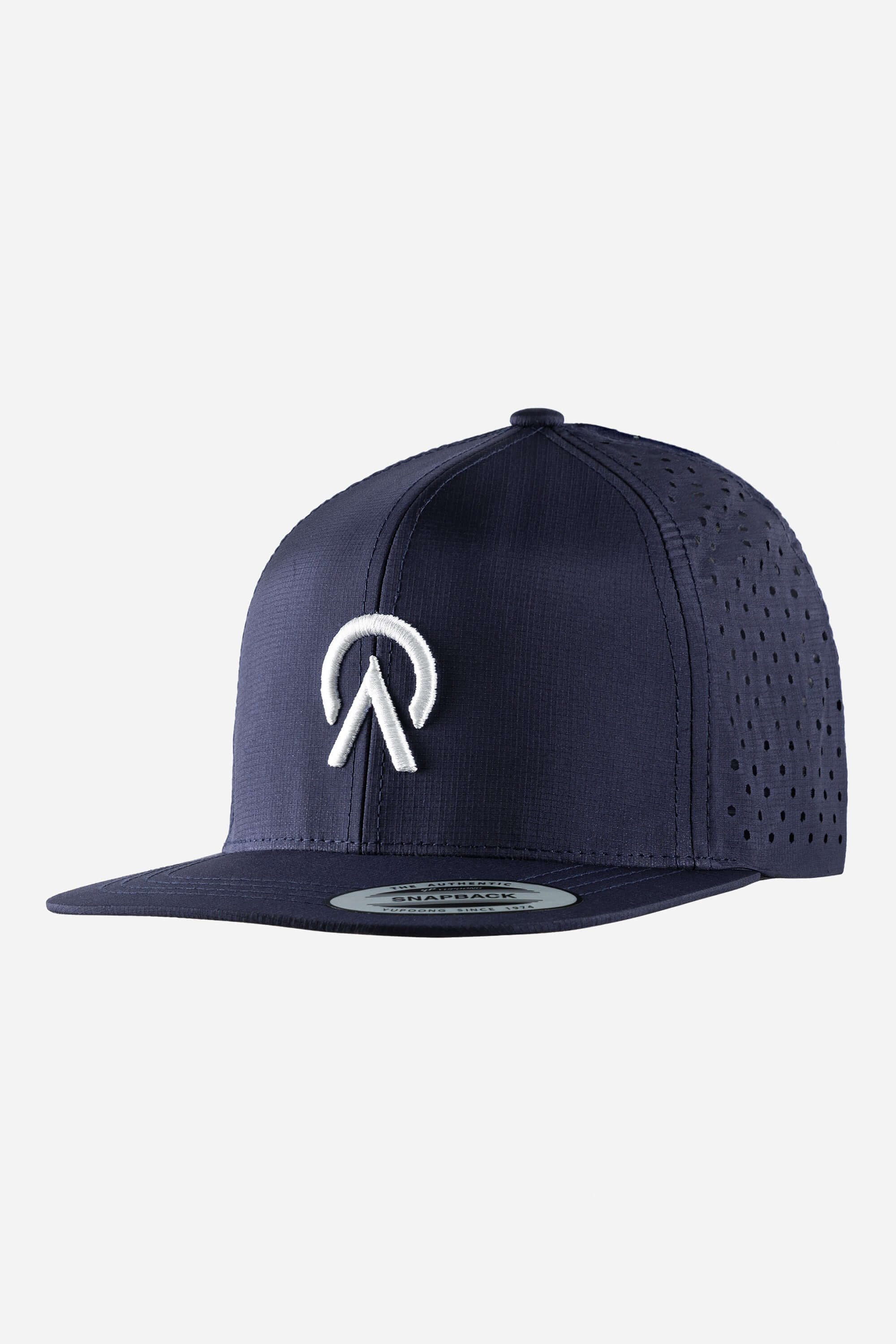 Blue hockey cap with laser cut holes