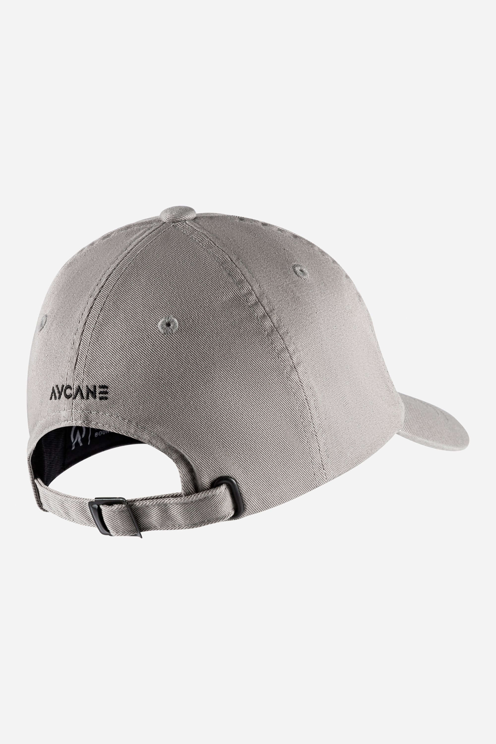 Hockey dad cap in grey back view