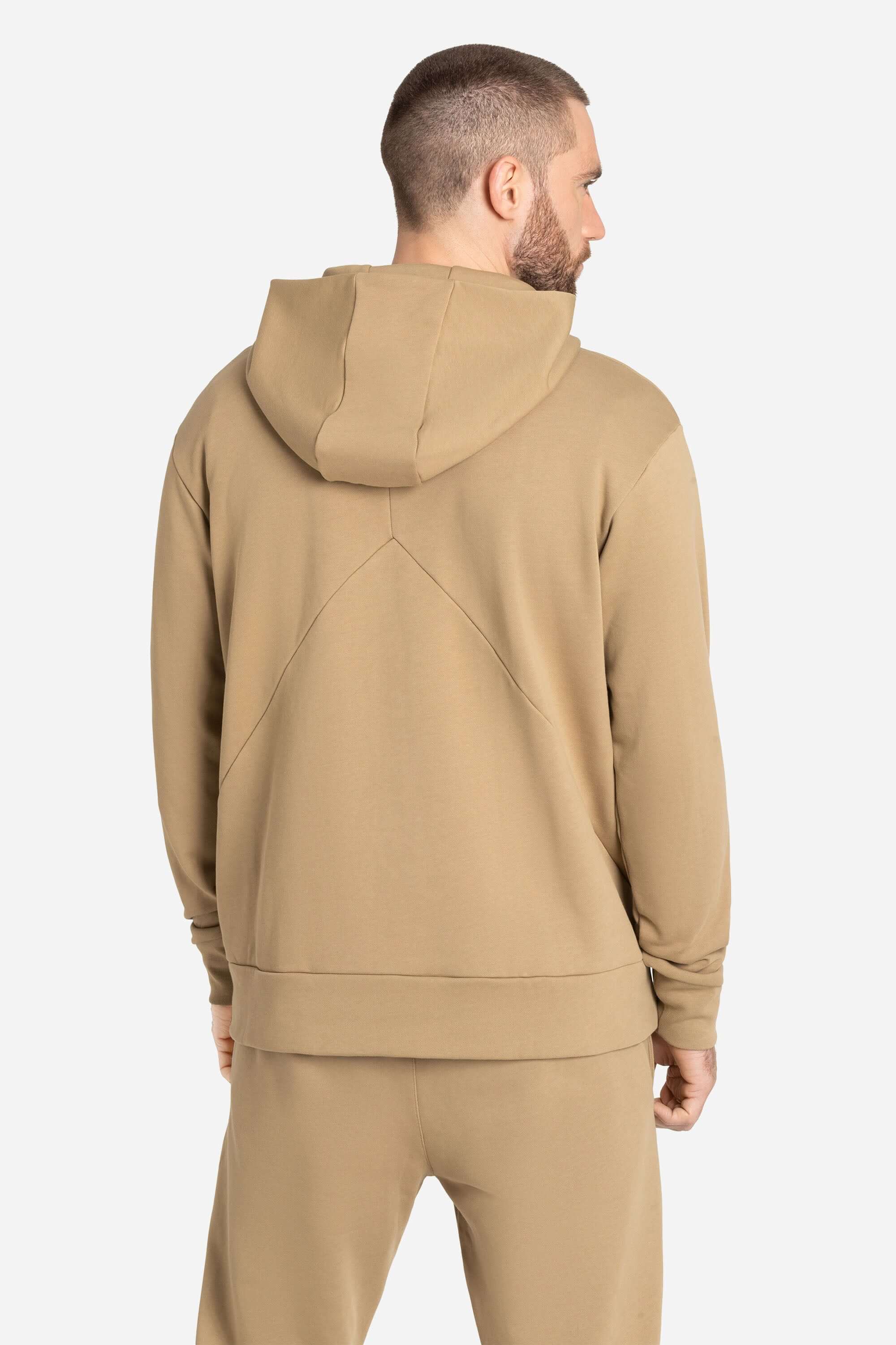 Khaki training and leisure hoodie with AYCANE logo in black