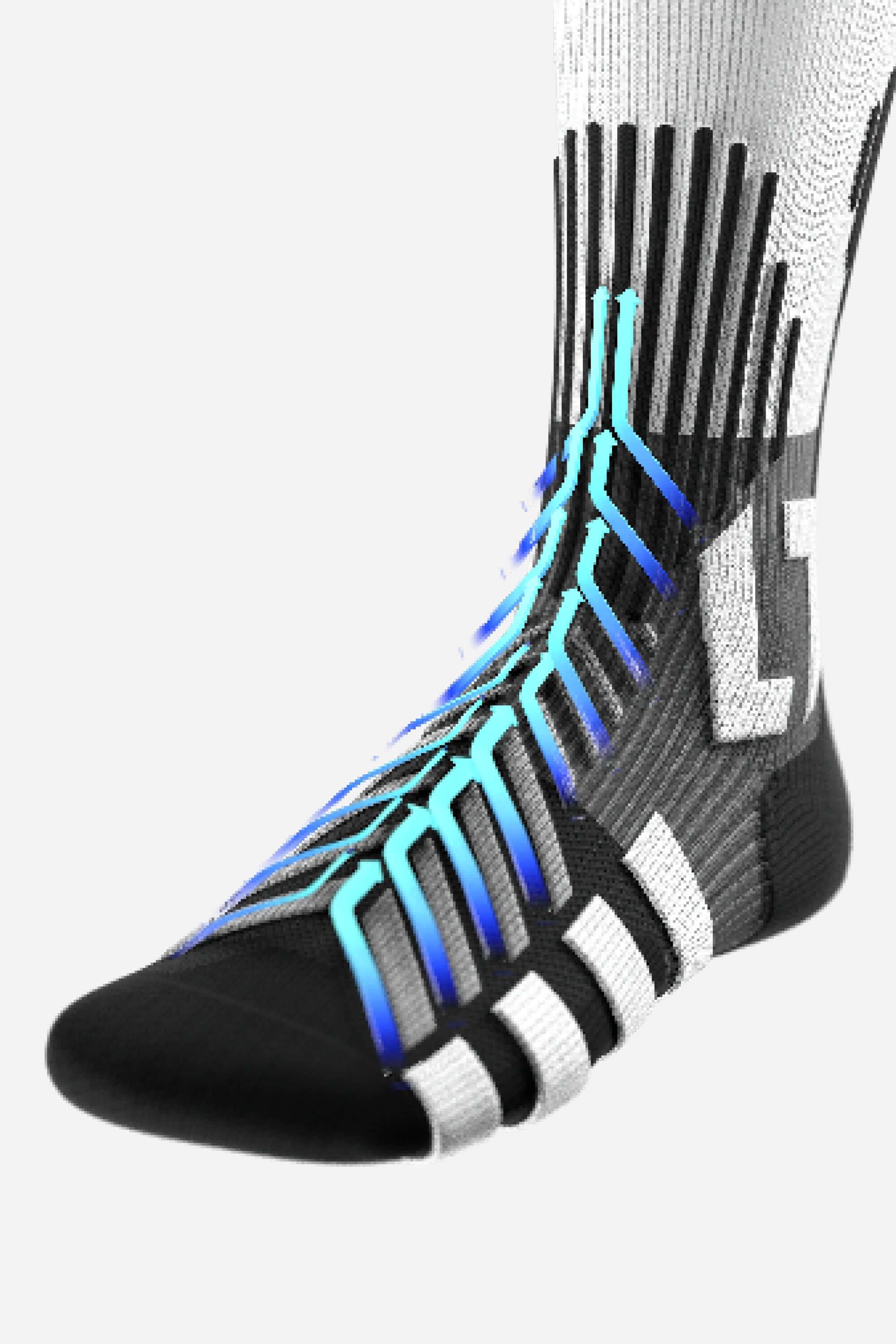 white hockey skate socks with footrest ventilation and lace bite protection