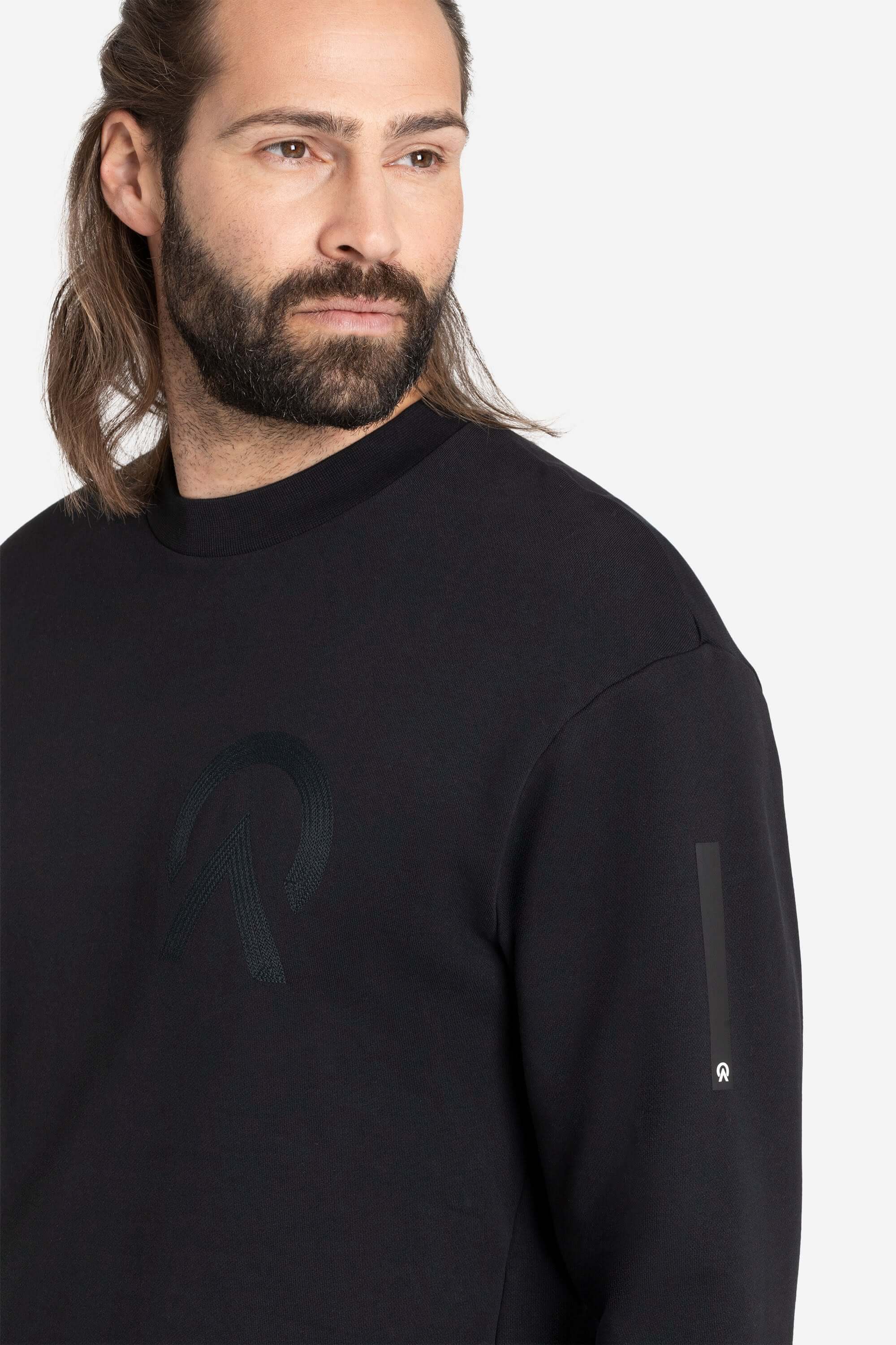 Men with a black AYCANE crewneck pullover and black shorts