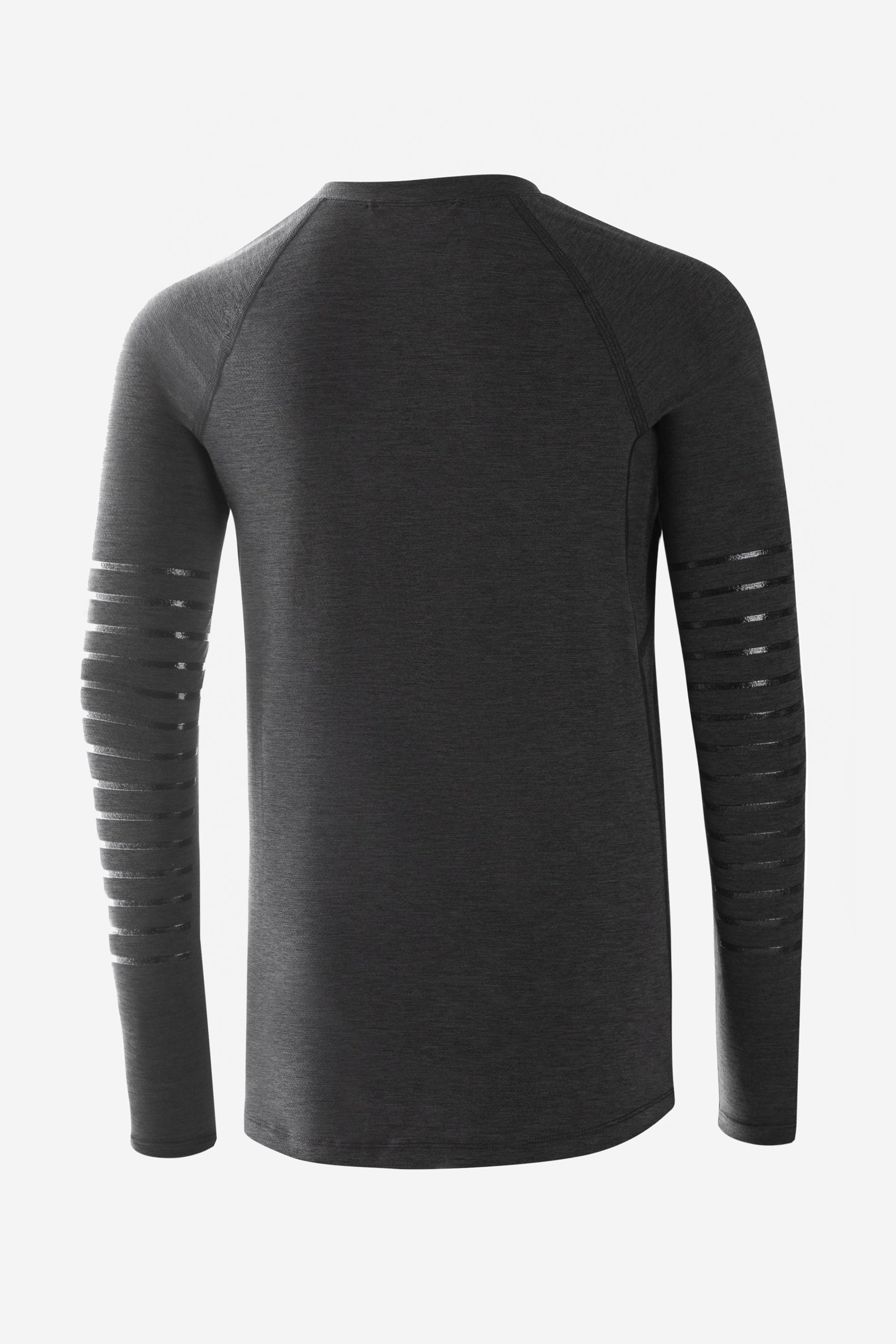 Youth black long sleeve hockey baser layer with 3d silicon stripes on the sleeves