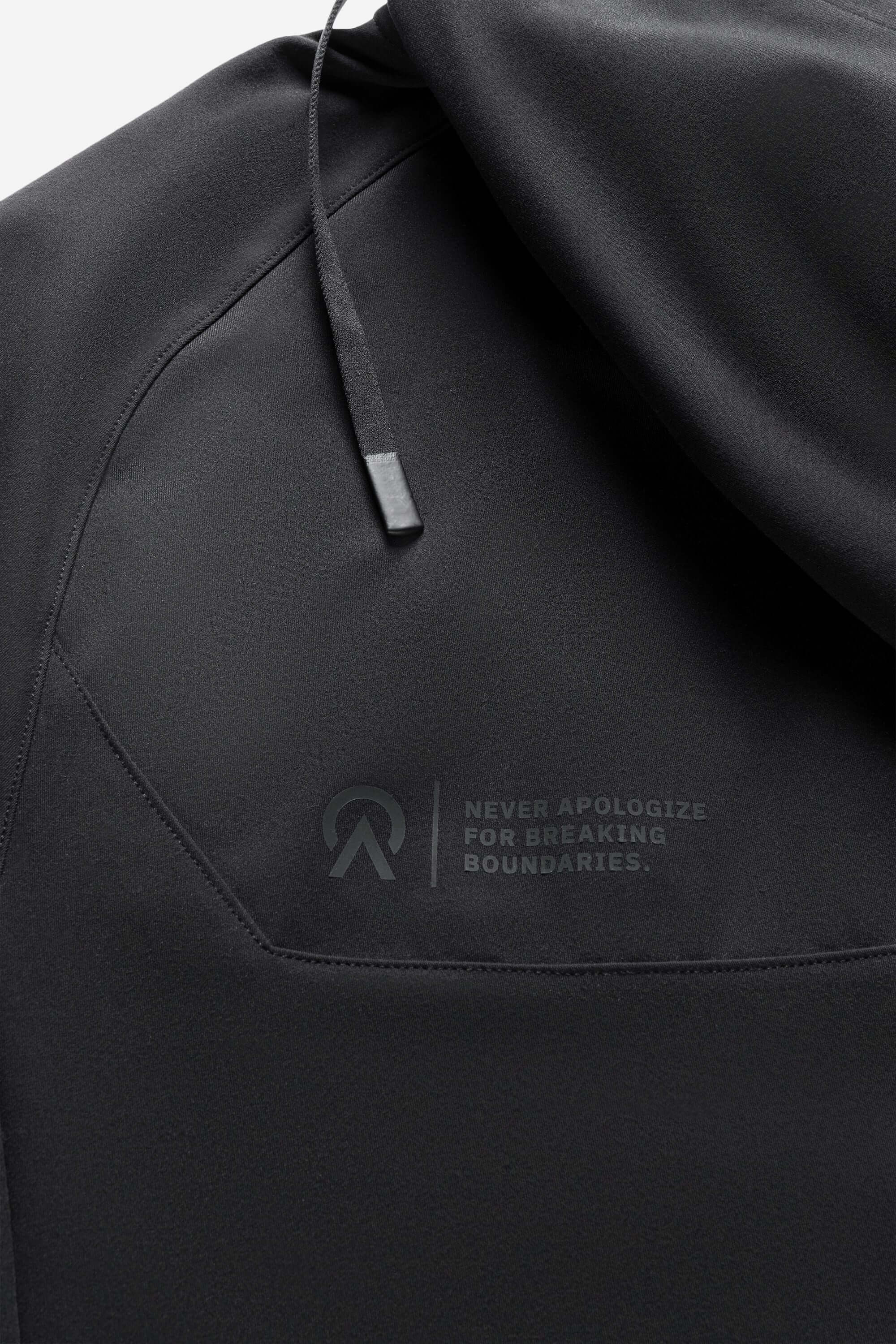 Black hockey training and workout hoodie black - cord string close up