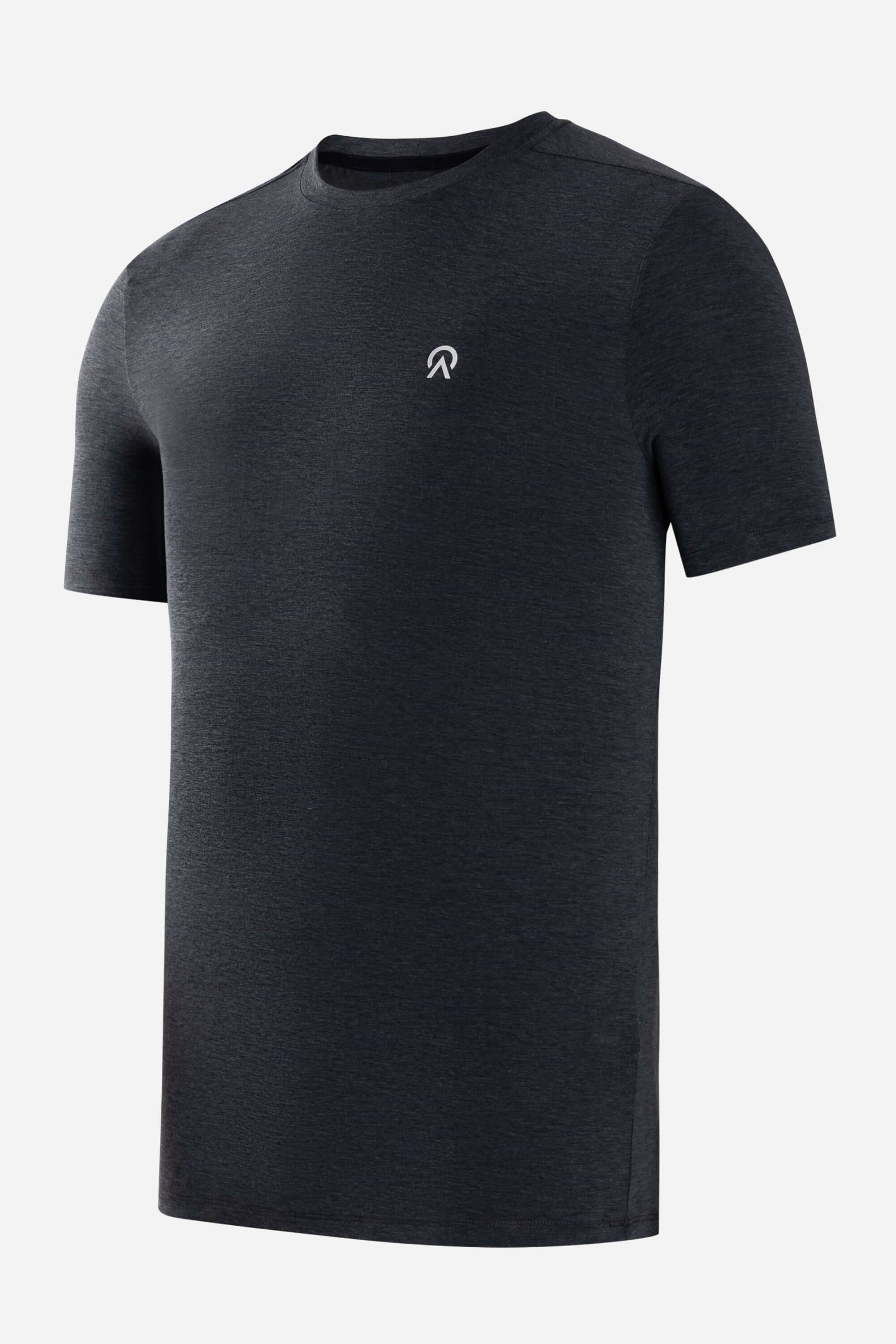 blue workout t-shirt with logo on chest