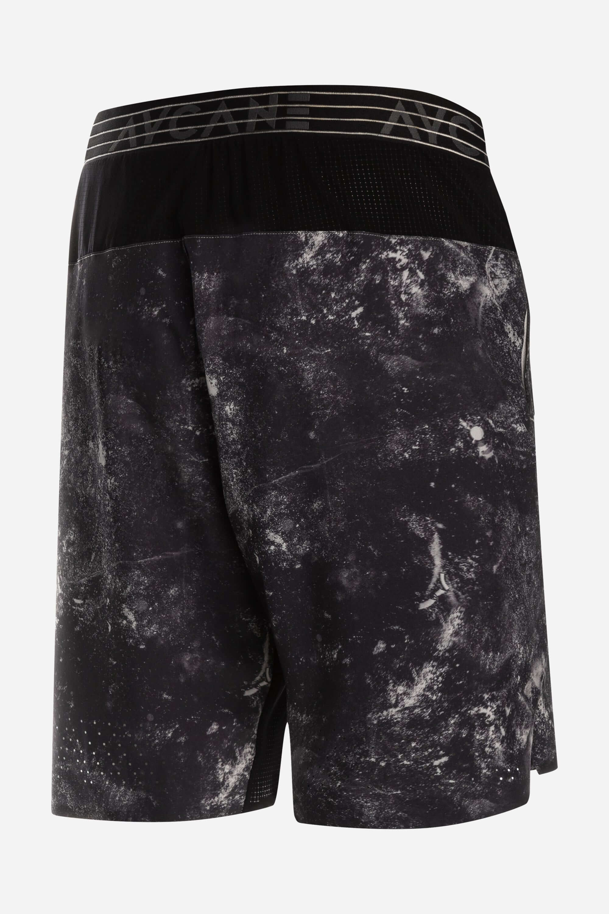 Black ice printed workout short with zips - back view