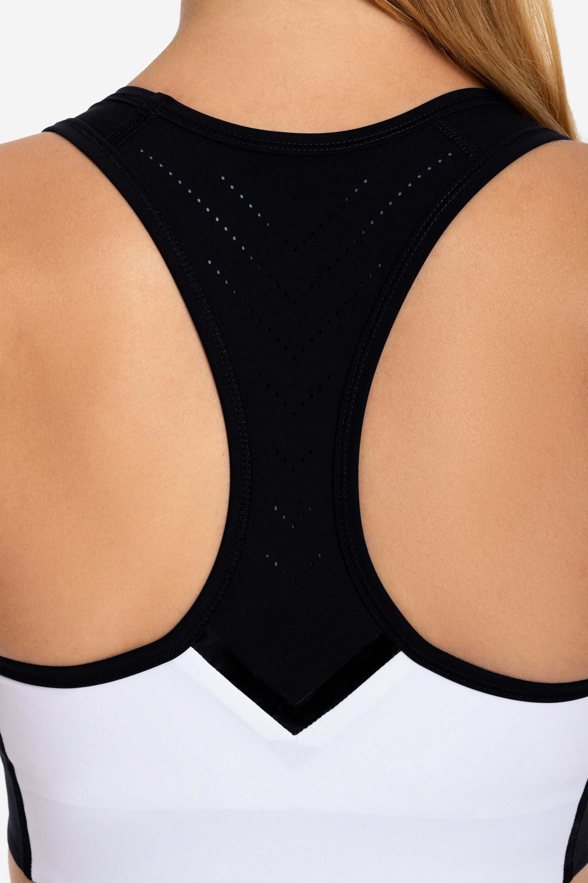gym workout sports bra with razor back fit black white