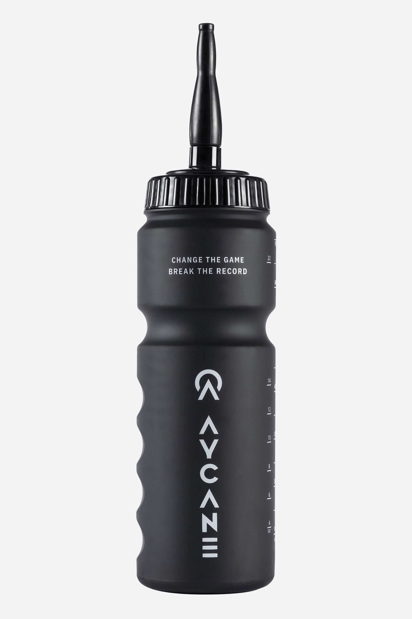 Black hockey water bottle 750ml with long cap
