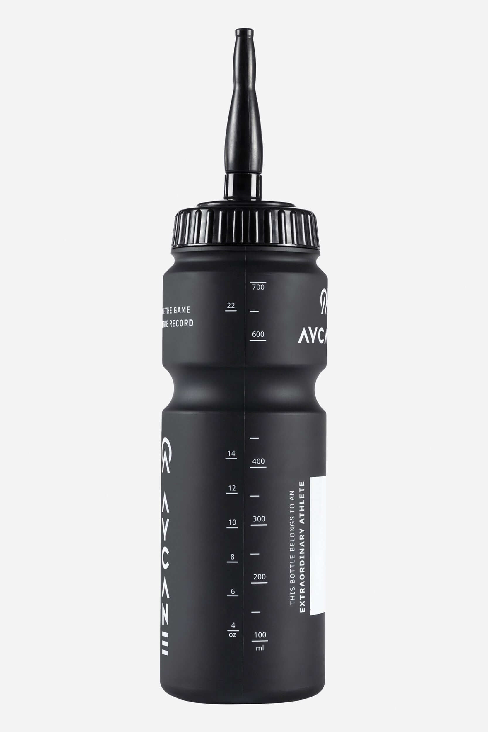 Black hockey water bottle 750ml with long cap