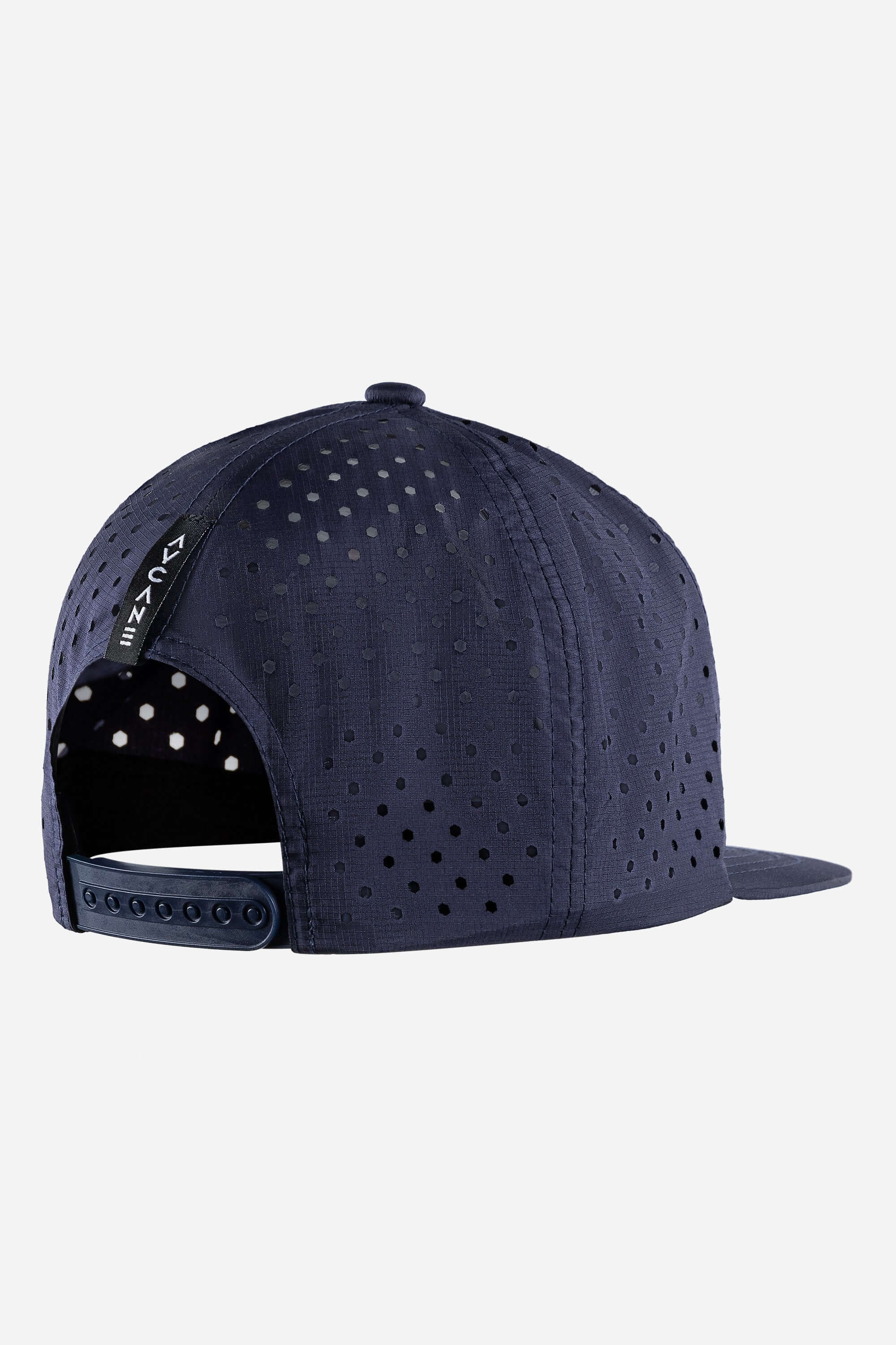 Blue hockey cap with laser cut holes