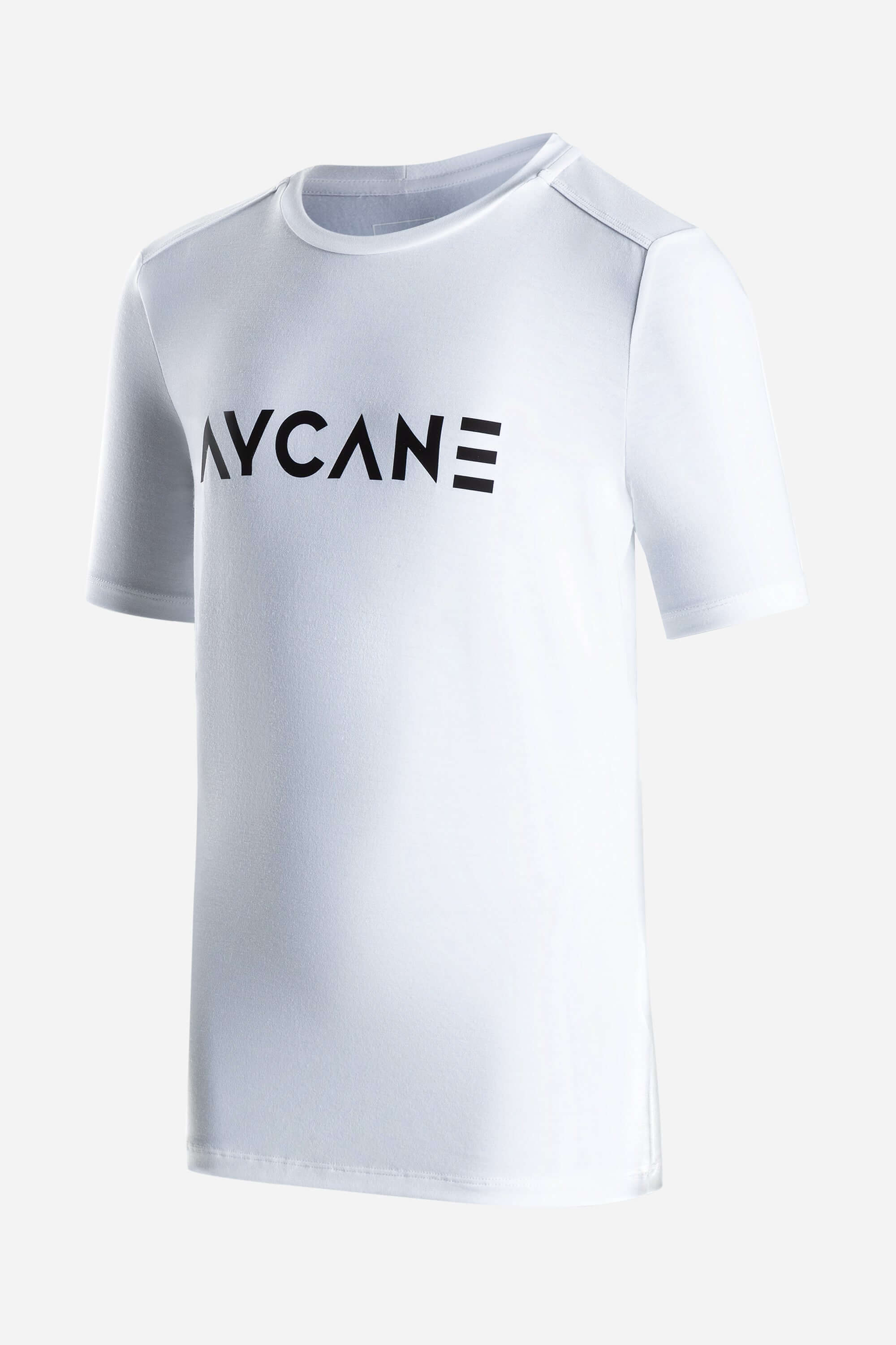 Youth white AYCANE t-shirt short sleeve with big black logo on chest