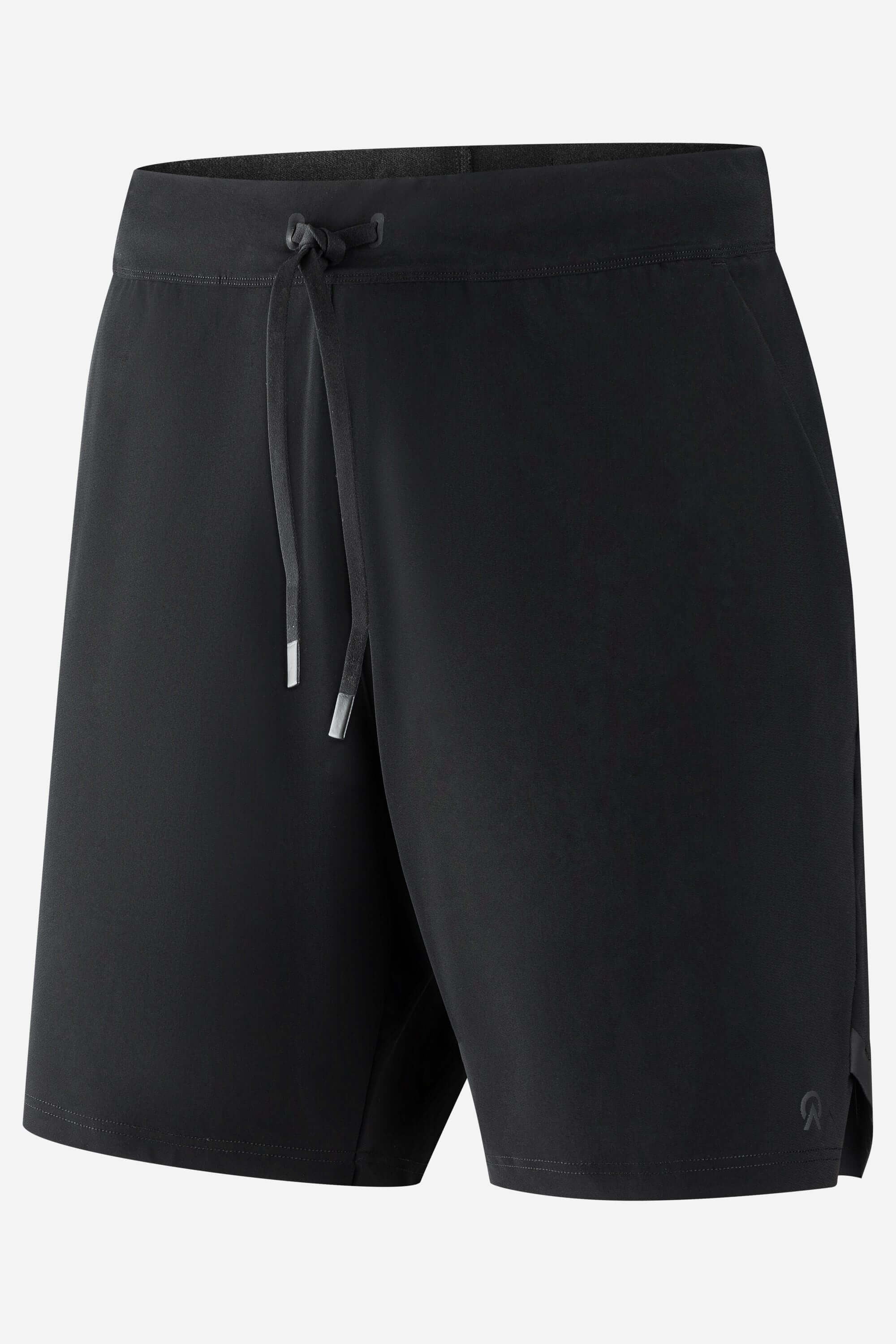 Black gym shorts with pockets front view