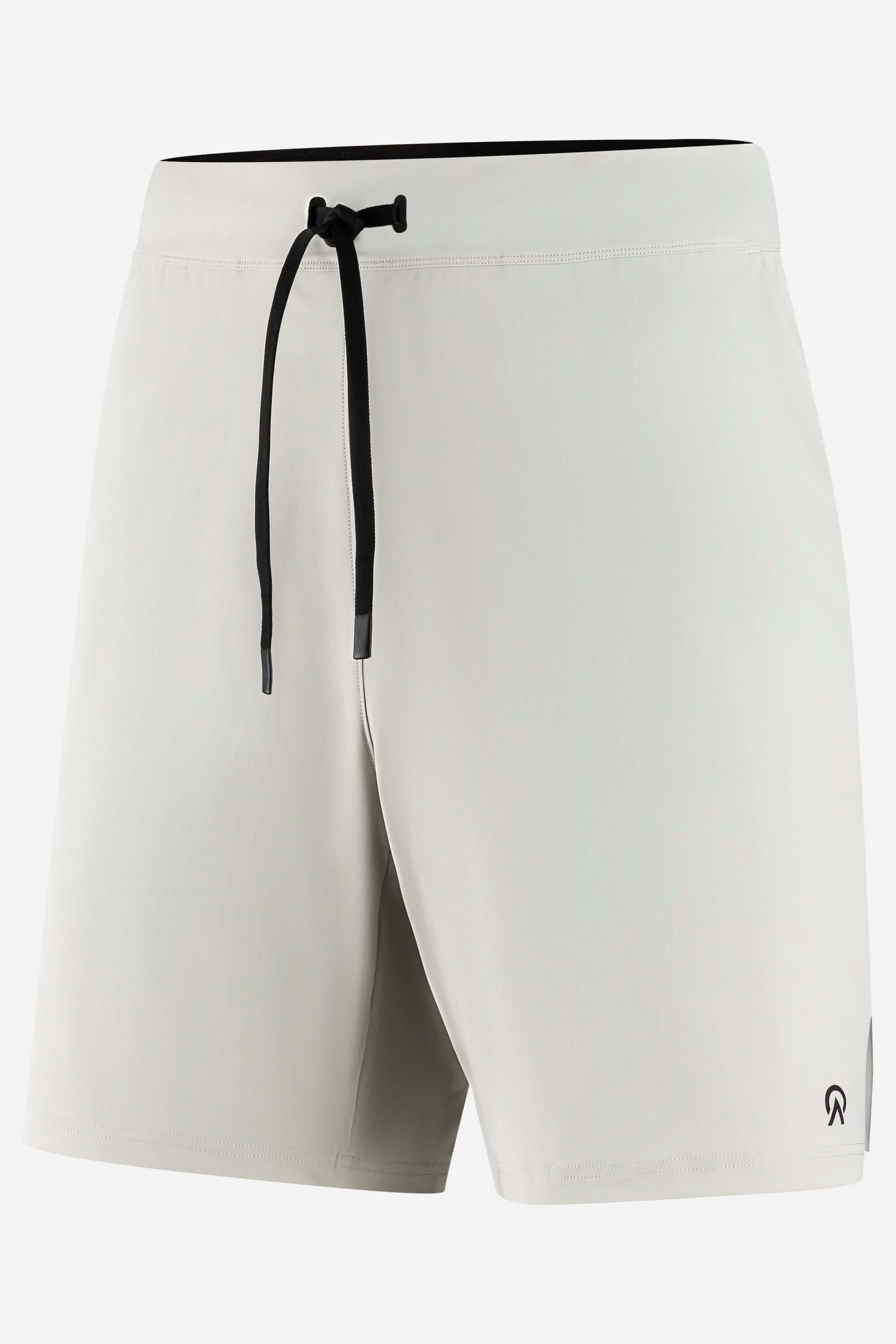 White training short with pockets front view