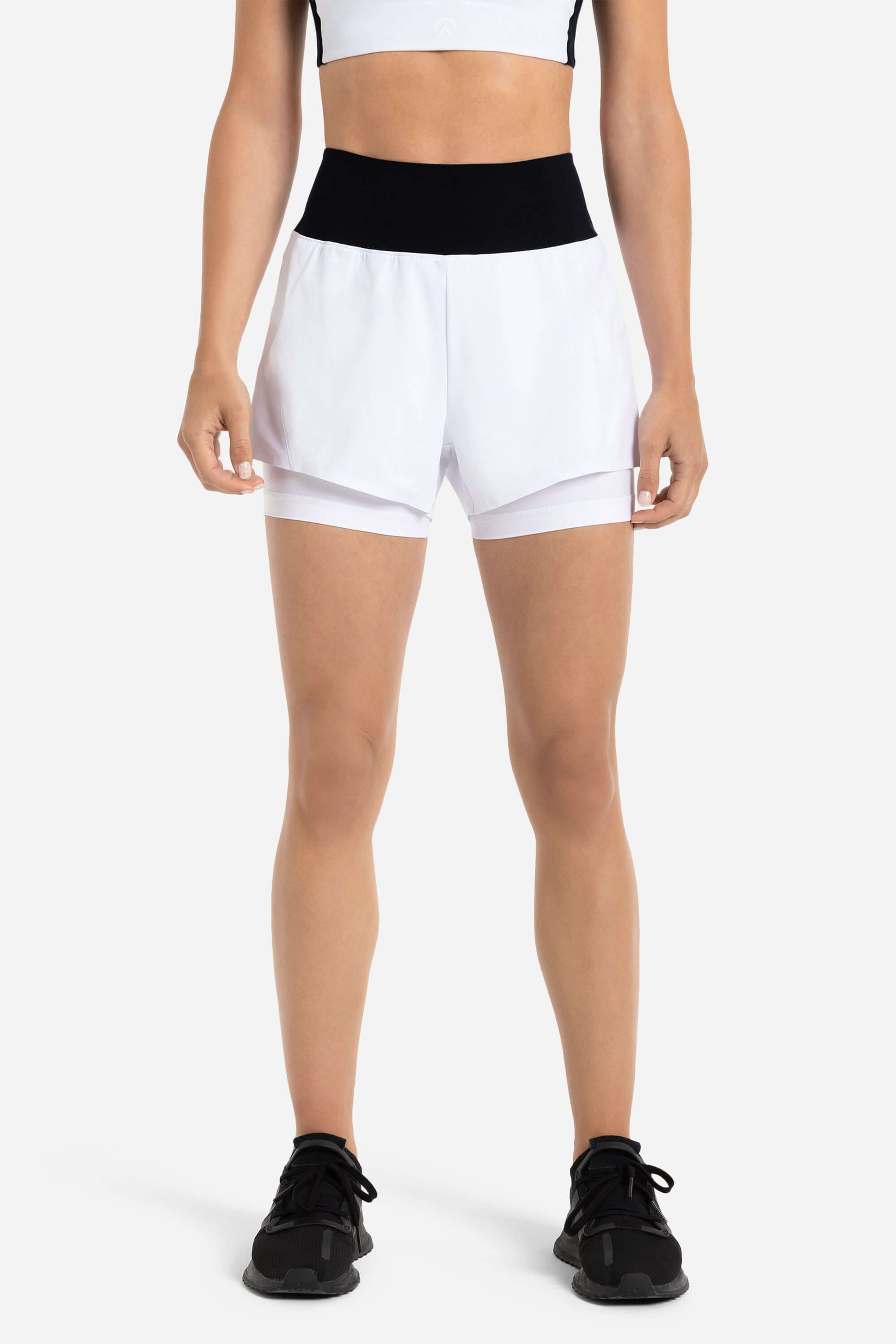 Women white short with black waistband from AYCANE